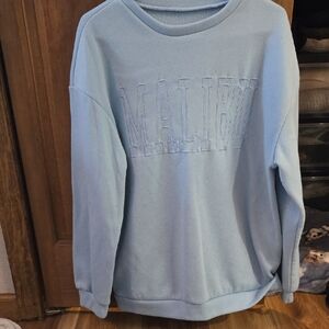 SHEIN Light Blue Crewneck Sweater